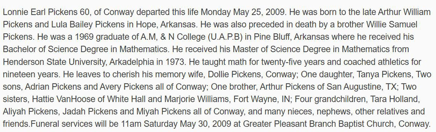Obituary page 1