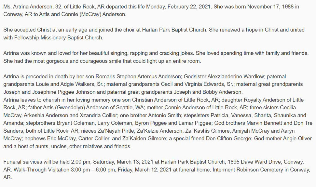 Obituary page 1